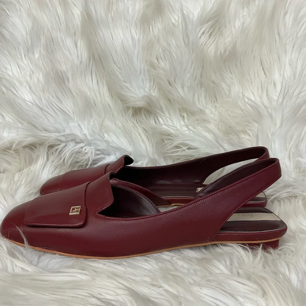 NEW Franco Sarto Women's Teagan Berry Red Leather Slingback Flats Size 9